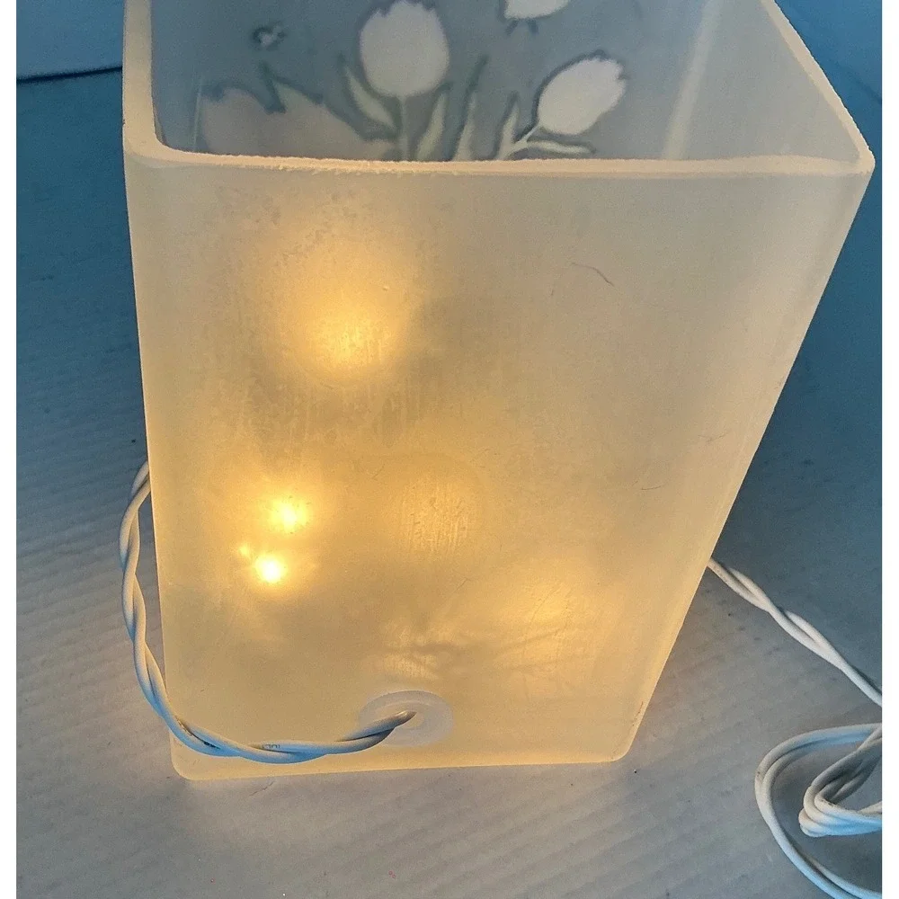 Stony Creek Glass Accent Light Barb Tourtillotte Tulips Bird Frosted Vase Lamp